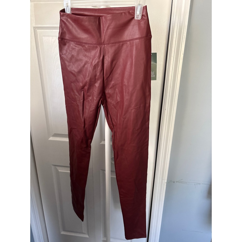 Wild Fable Burgundy Faux Leather High Waisted Leggings Small NWT 572441